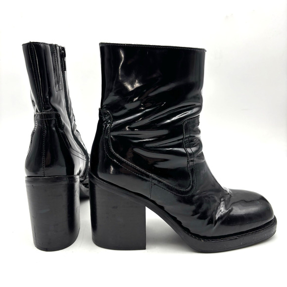 Jeffrey Campbell MAXEN 2 Black Patent Leather Block Heel Platform Boots Size 7 - Picture 12 of 16